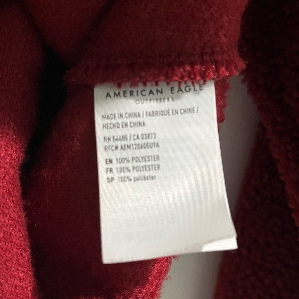 American Eagle Outfitters Burgundy Sherpa Fleece Pullover, OVERSIZED XS - Picture 5 of 7